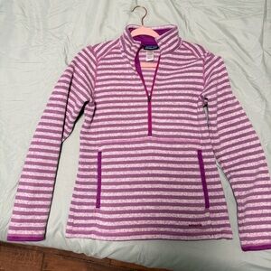 Patagonia Purple and gray Striped Fleece- 3/4 zip